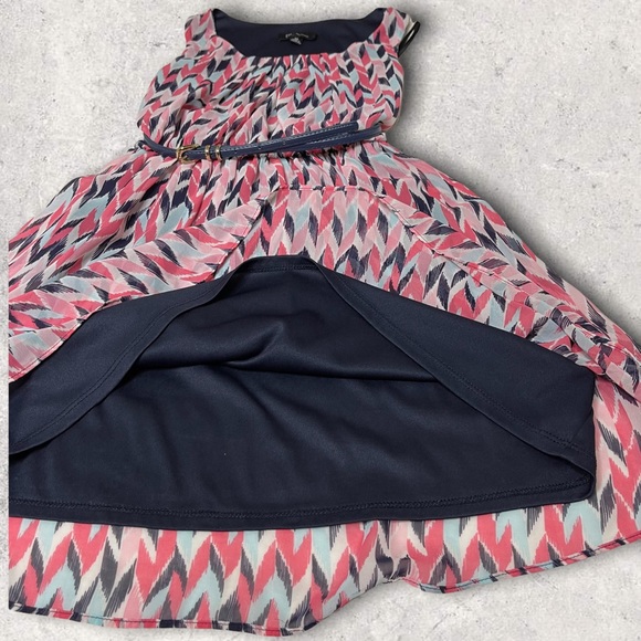 BCX A-Line Blouson Dress Size XS 2 Pink Light Blue Sleeveless Lined Belt - Picture 12 of 16